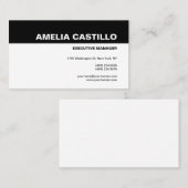 Carte De Visite Moderne Elégant Contemporain Noir Blanc Noir (Devant / Derrière)