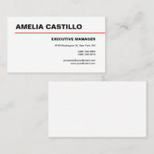 Carte De Visite Moderne Elégant Contemporain Rouge Blanc (Devant / Derrière)