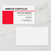 Carte De Visite Moderne Elégant Contemporain Rouge Blanc (Devant / Derrière)