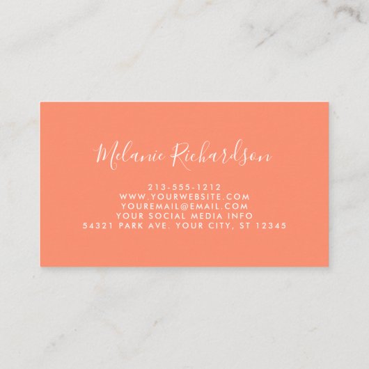 Carte De Visite Moderne Elégant Coral Flore Verdure (Dos)