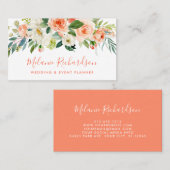 Carte De Visite Moderne Elégant Coral Flore Verdure (Devant / Derrière)