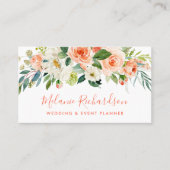 Carte De Visite Moderne Elégant Coral Flore Verdure (Devant)