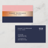 Carte de visite moderne élégant de bleu de rayure (Devant / Derrière)