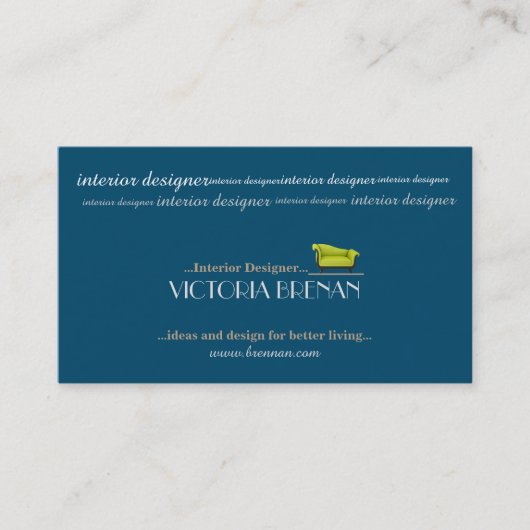 Carte De Visite Moderne élégant de vert bleu de sofa de (Devant)