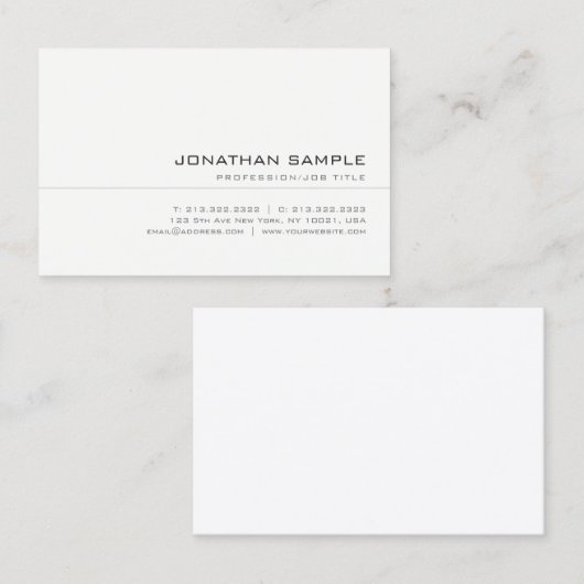Carte De Visite Moderne Elégant Design élégant Simple Professionne (Devant / Derrière)