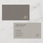 Carte De Visite Moderne Elégant Design Monogramme Plaine tendance (Devant / Derrière)