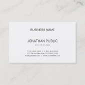 Carte De Visite Moderne Élégant Design simple Professionnel BW Pla (Dos)