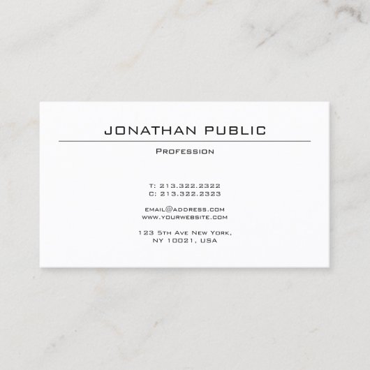 Carte De Visite Moderne Elégant Design Simple Professionnel Plat (Devant)
