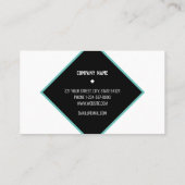 Carte De Visite Moderne Elegant Diamond Professionnel Noir Turquoi (Dos)