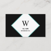 Carte De Visite Moderne Elegant Diamond Professionnel Noir Turquoi (Devant)