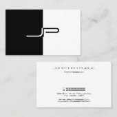 Carte De Visite Moderne élégant d'initiale noire et blanche de (Devant / Derrière)