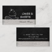 Carte De Visite Moderne Élégant élégant Silver Glittery Cupcake (Devant / Derrière)