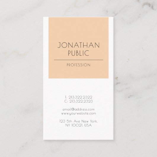 Carte De Visite Moderne élégant élégant sobre sobre tendance Apric (Devant)