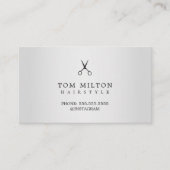 Carte De Visite Moderne Elégant Faux Ciseaux Argent Coiffeur (Devant)