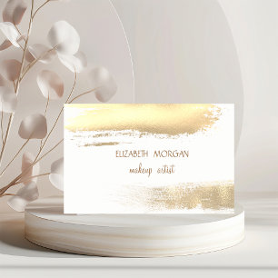 Carte De Visite Moderne Elégant Faux Gold Foil Broke, Blanc