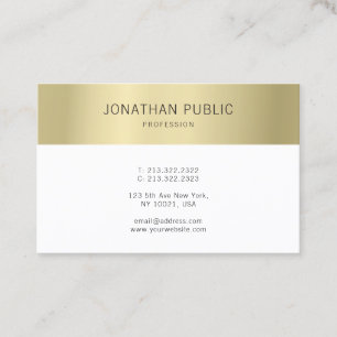 Carte De Visite Moderne Elegant Faux Gold Minimalist Professionnel
