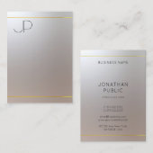 Carte De Visite Moderne Elégant Faux Gold Silver Monogramme (Devant / Derrière)
