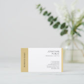 Carte De Visite Moderne Elégant Faux Gold White Professionnel (Debout devant)