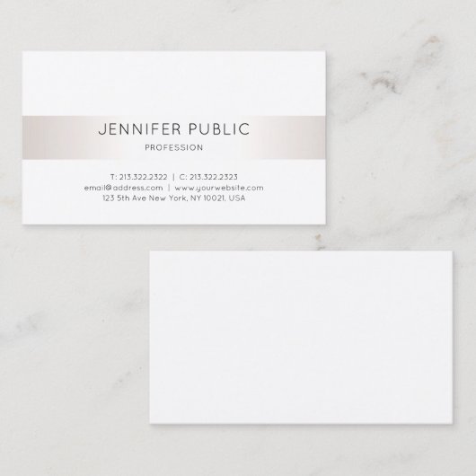 Carte De Visite Moderne Elégant Faux Silver Plain Luxe Chic (Devant / Derrière)