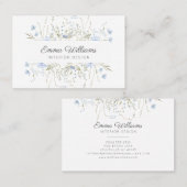 Carte De Visite Moderne Elégant Fleur sauvage bleu printemps flora (Devant / Derrière)