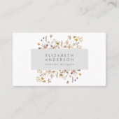 Carte De Visite Moderne Élégant Fleur sauvage de printemps gris fl (Devant)