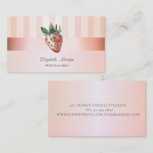 Carte De Visite Moderne Élégant Fraise Stylish (Devant / Derrière)