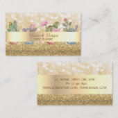 Carte De Visite Moderne Elegant Glittery Bokeh Succulents (Devant / Derrière)