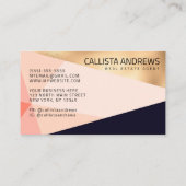 Carte De Visite Moderne Elegant Gold Rose Marine Géométrique (Dos)