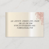 Carte De Visite Moderne Élégant goutte rose doré, fleur de lotus (Dos)