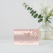 Carte De Visite Moderne Elegant gouttes rose doré (Debout devant)
