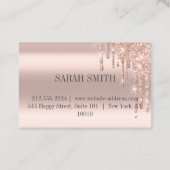 Carte De Visite Moderne Elegant gouttes rose doré (Dos)