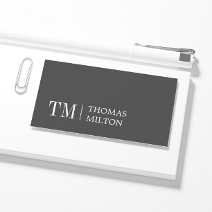 Carte De Visite Moderne Elegant Grey Blanc Bold Monogramme Consult