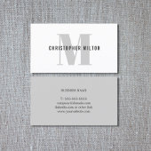 Carte De Visite Moderne Elegant Grey Blanc Bold Monogramme Consult