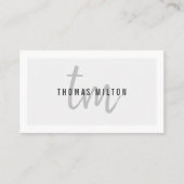 Carte De Visite Moderne Elegant Grey Blanc Monogramme Consultant (Devant)