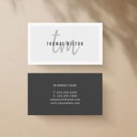Moderne Elegant Grey Blanc Monogramme Consultant