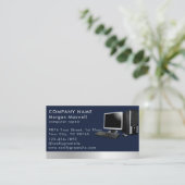 Carte De Visite Moderne Elegant Grey Blue Circuit Ordinateur code  (Debout devant)
