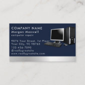 Carte De Visite Moderne Elegant Grey Blue Circuit Ordinateur code  (Devant)