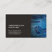 Carte De Visite Moderne Elegant Grey Blue Circuit Réparation d'ord (Devant)
