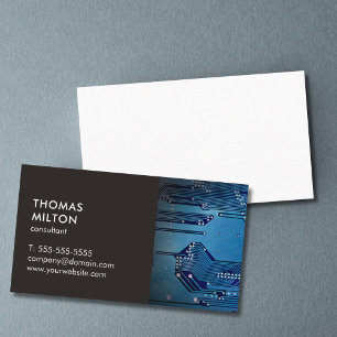 Carte De Visite Moderne Elegant Grey Blue Circuit Réparation d'ord
