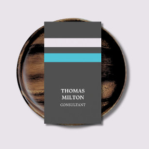 Carte De Visite Moderne Elegant Grey Blue Stripes Consultant