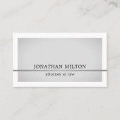 Carte De Visite Moderne Elegant Grey Faux Silver Line Attorney (Devant)