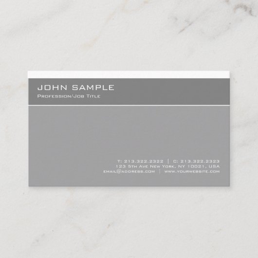 Carte De Visite Moderne Elegant Grey Professionnel Simple Plain (Devant)