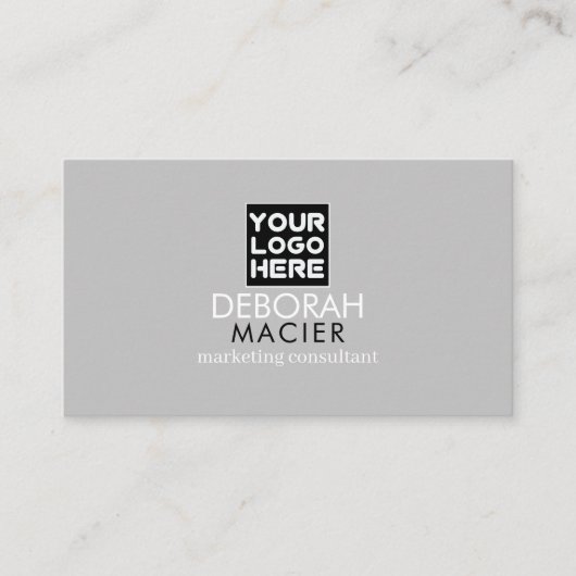 Carte de visite moderne élégant gris avec logo (Devant)