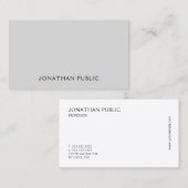 Carte De Visite Moderne Elégant gris blanc tendance Modèle simple (Devant / Derrière)