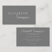 Carte De Visite Moderne Elegant gris et blanc (Devant / Derrière)