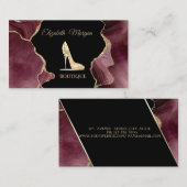 Carte De Visite Moderne Élégant Haut Talon Bourgogne Agate (Devant / Derrière)