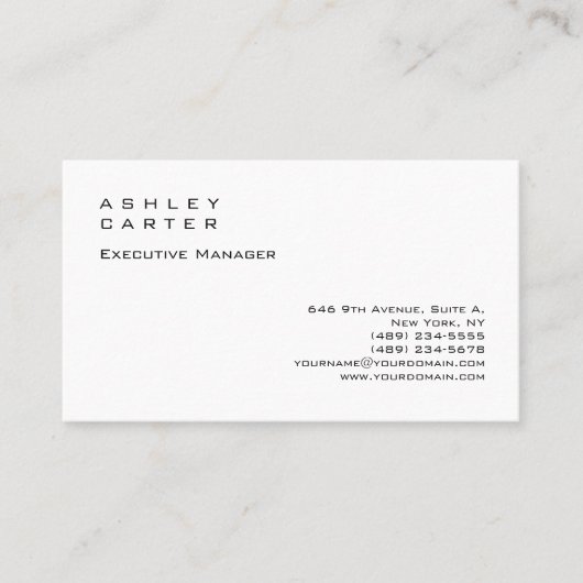 Carte De Visite Moderne élégant impressionnant blanc (Devant)