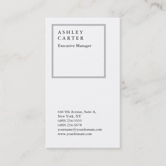 Carte De Visite Moderne élégant impressionnant blanc professionnel (Devant)