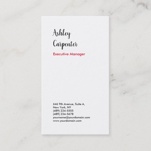 Carte De Visite Moderne élégant impressionnant rouge blanc profess (Devant)