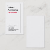 Carte De Visite Moderne élégant impressionnant rouge blanc profess (Devant / Derrière)